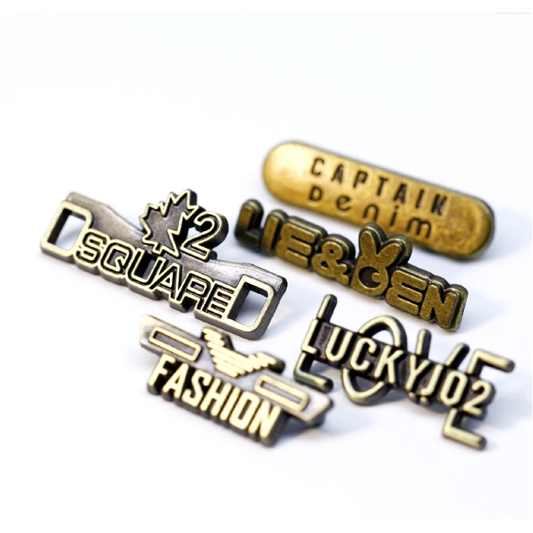 Garment Metal Accessories Custom Clothes Embossed Brand Name Logo Metal Label Tag for Clothing Handbag