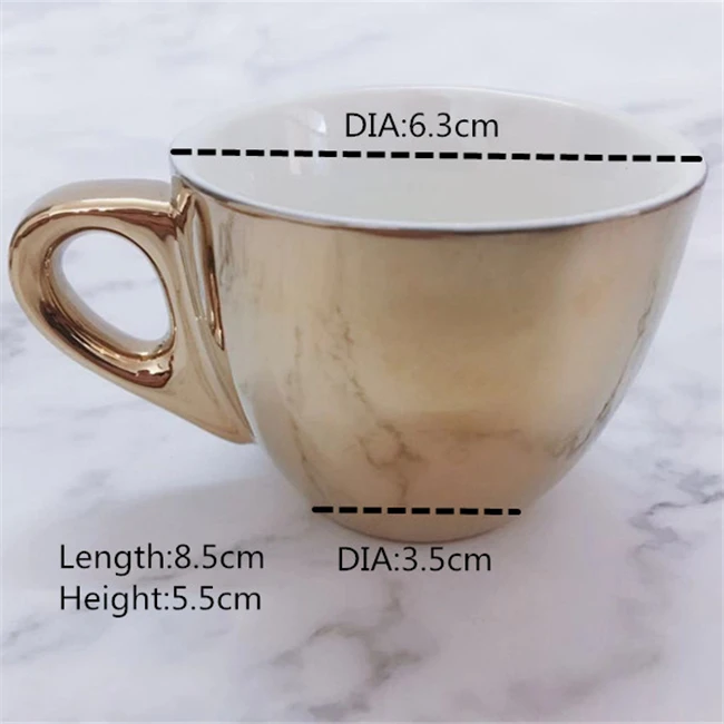 Luxury 12 Pcs Gold And Silver Electroplating Porcelain Coffee/tea Cups And Saucer Set With Rack Espresso cup set