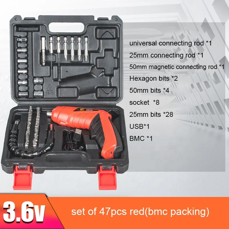 3.6V Li-ion USB  Charging Power Cordless Screw drivers Drill Bits Set Home Multifunctional Mini Electric Screwdriver Tool kit