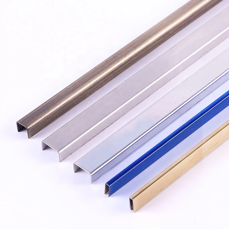 High-end metal building material free sample U shape wall tile and floor transition strip marble stainless steel trim profile