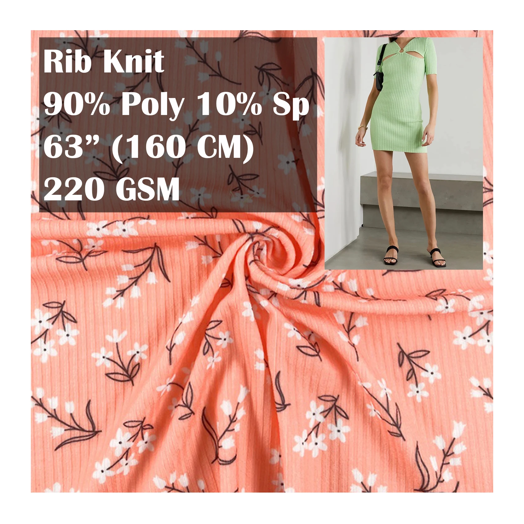 220g 150cm 100% Polyester Rib Knit Fabric Interlock Knitted Fabric For Shirt clothes pants dress