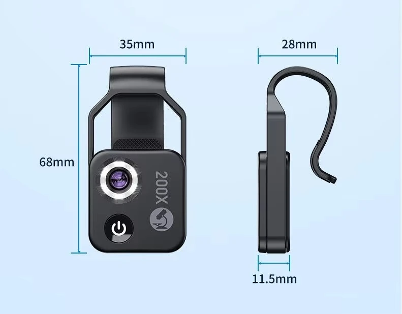 Universal Mobile Phone Microscope Magnifier 200X Optical CPL Zoom Camera Clip LED Lens