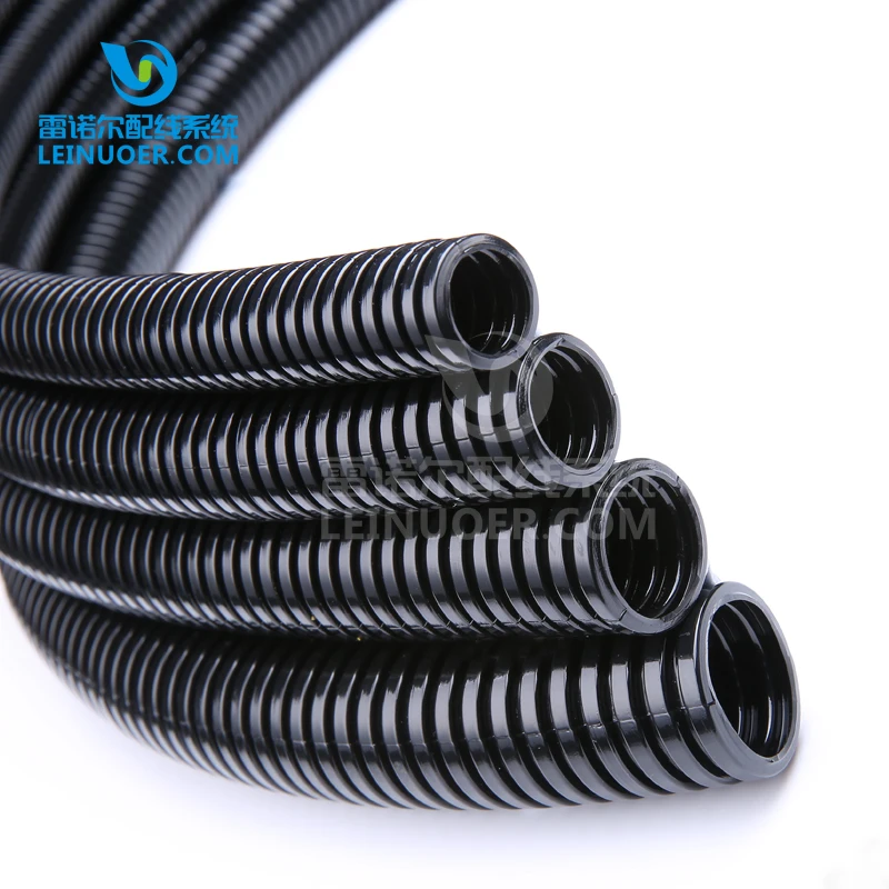 Fine wave Black Colour Outer Diameter 21.2mm 1/2' inch  PA6 Polyamide nylon flexible flex conduit tube pipe  plastic hose