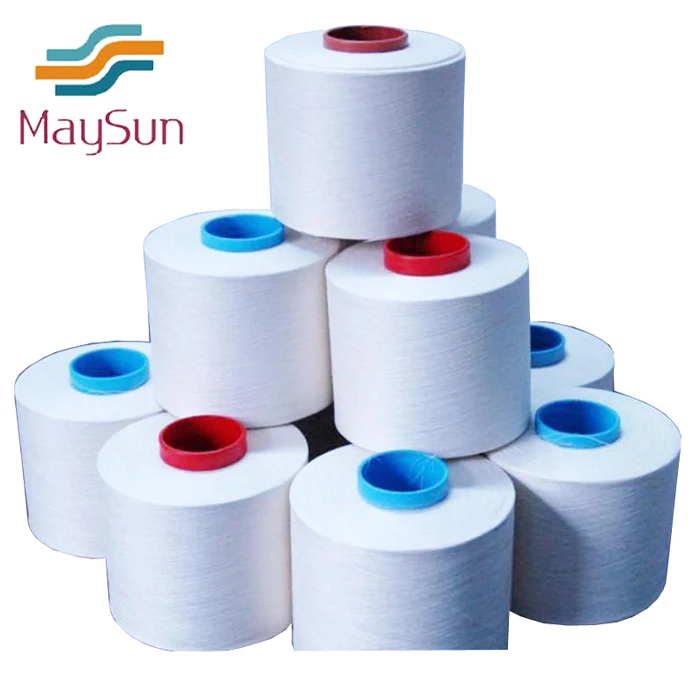 High tenacity raw white 50/3 Spun Polyester Yarn dope dyed bright white Microfiber yarn