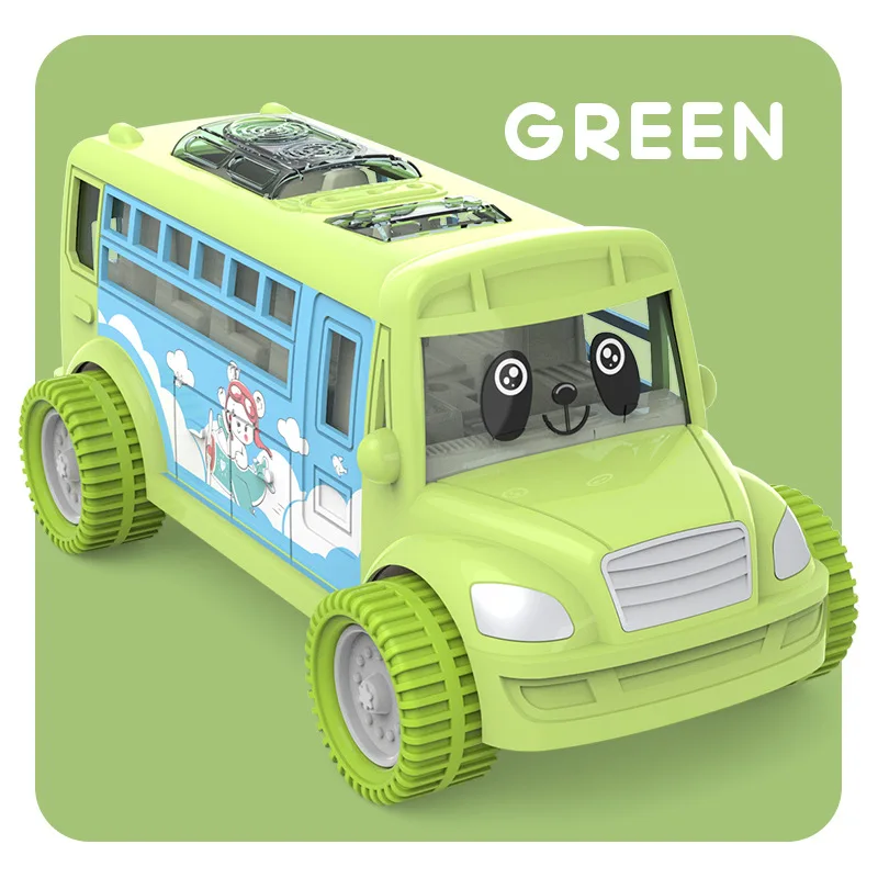 Wholesale universal dazzling light music cartoon simulation baby car school model electric toy bus