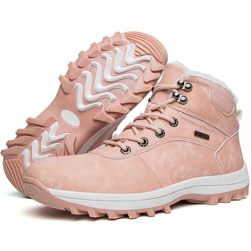 New arrival wholesale women pink horse hoof boots winter plush high quality man fur outdoor shoes big size 36-48# cheap OEM