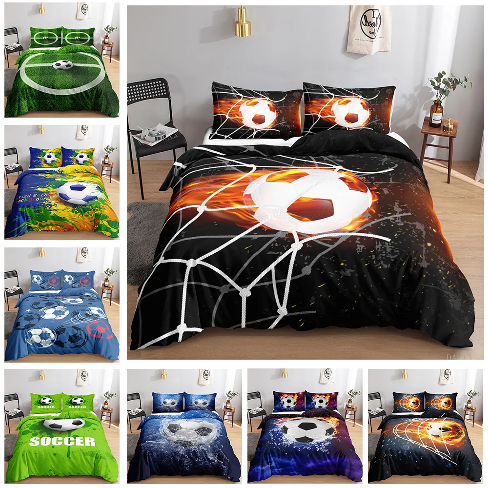 Football 3D design bedding Duvet set sports fashion king quilt cover home textile