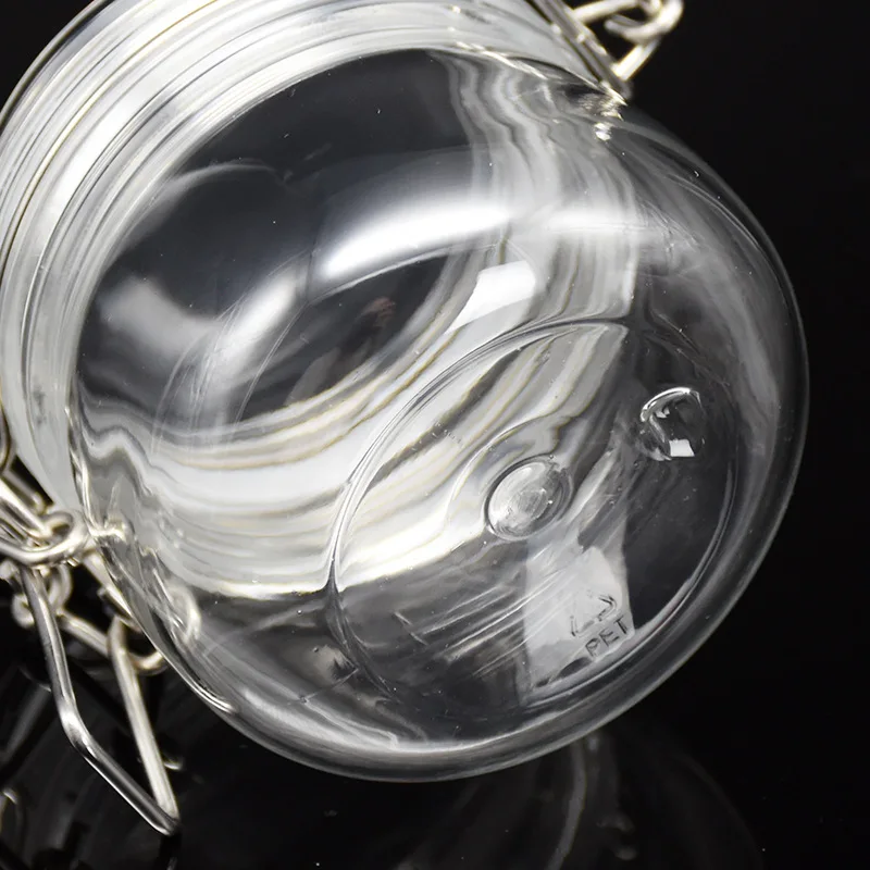 empty Ball shape 200ml 7oz 200g round plastic PET airtight wire bail kilner container jar for body bath scrub