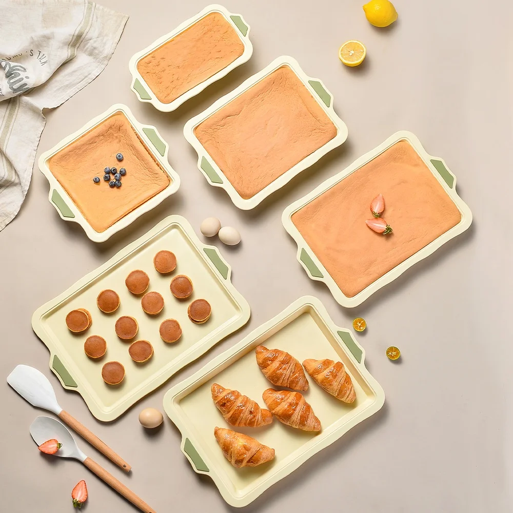 Yangjiang Wonderful DIY baking cake mold Heat Resistant With Reinforced Handle Rectangular Baking Tools silicone toast mold