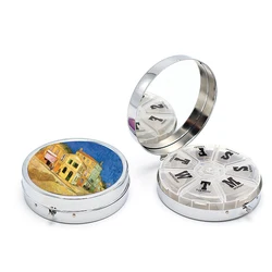 Переработка 7 дней дорожный контейнер для таблеток коробка для драгоценностей контейнер для таблеток из нержавеющей стали металлический контейнер для хранения лекарств с зеркалом