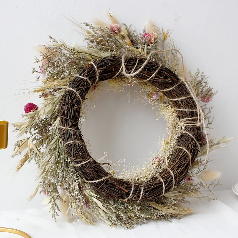 Softdream Wholesale boho decorative garland natural real forever preserved rose dried flower christmas wreath for decor
