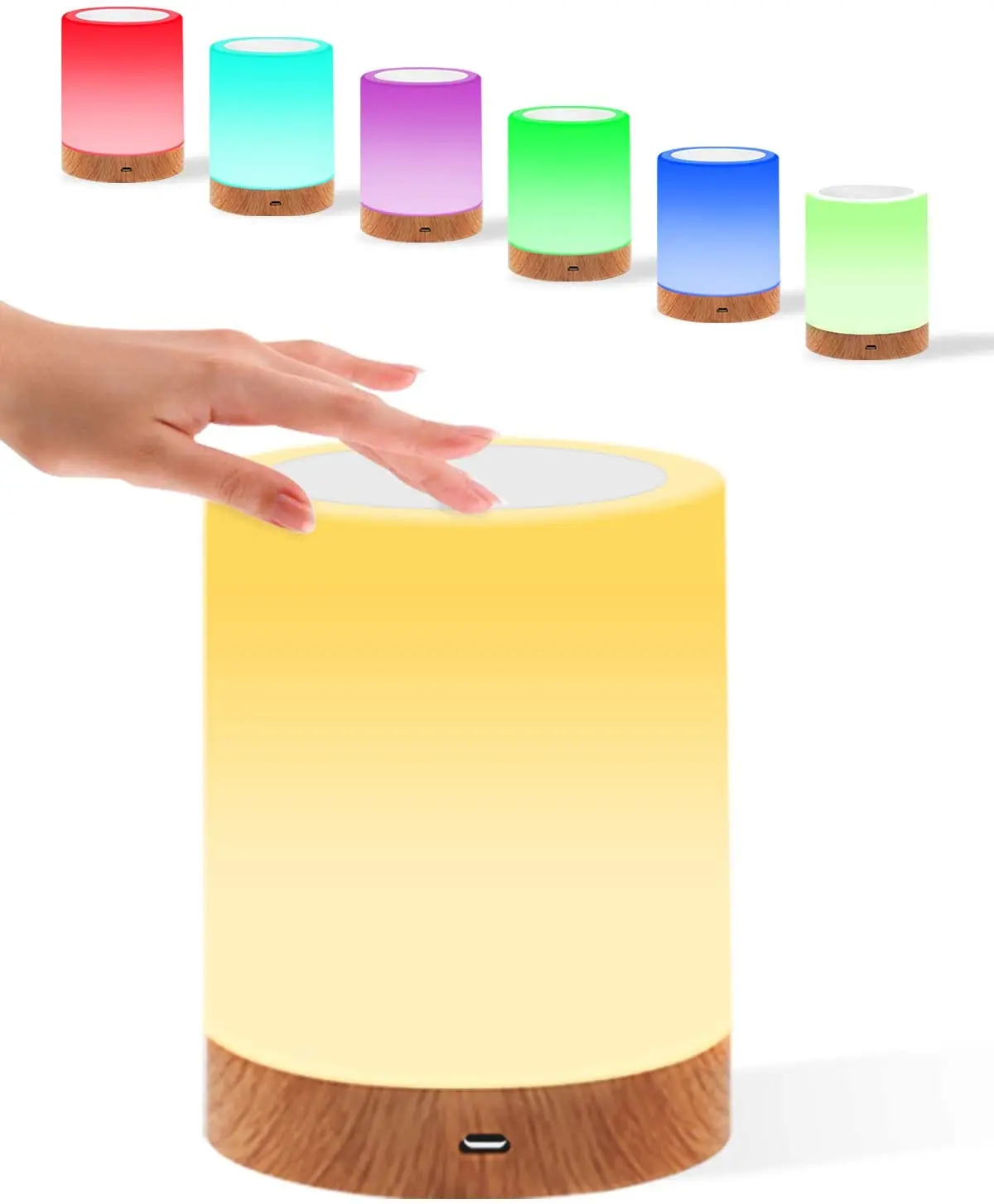 Bedside Table Lamp Color Changing RBG Touch Control Dimmable Warm White Night Light for Reading Night Light
