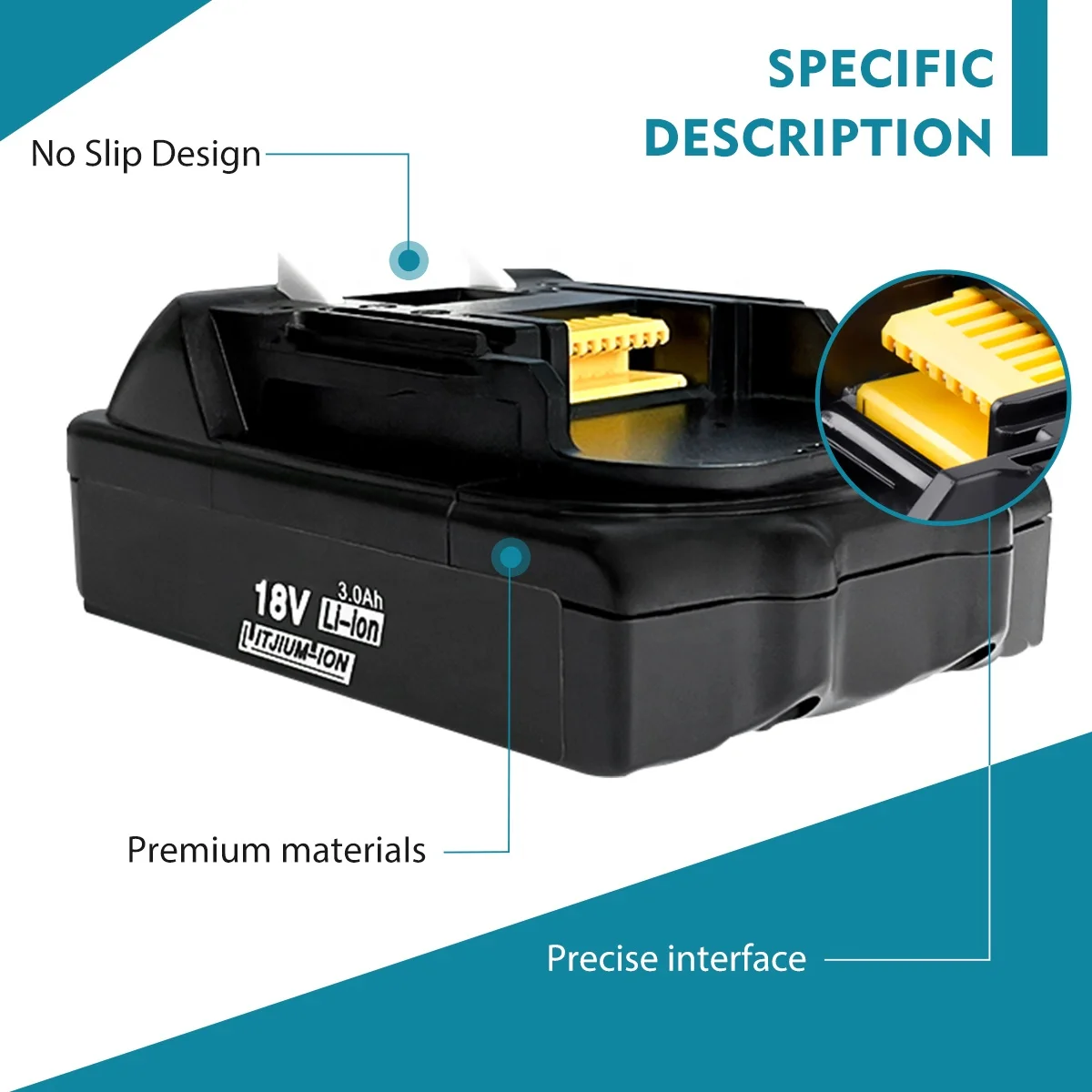 Makita Replacement Battery Compatible with Makita Batteries 18 Volt 1.8Ah Battery Drill 18v Lithium Ion BL1815 BL1820 BL1860