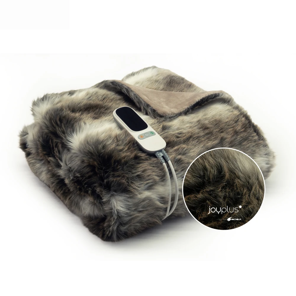 Faux-fur fleece & Flannel fleece  9 heat settings PTC+NTC Luxury  electric heated blanket