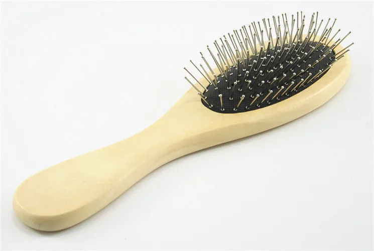 Natural Small Wooden Handle Airbag Comb Massage Steel tooth Black Hair Care Brush and Beauty SPA Hotel Comb