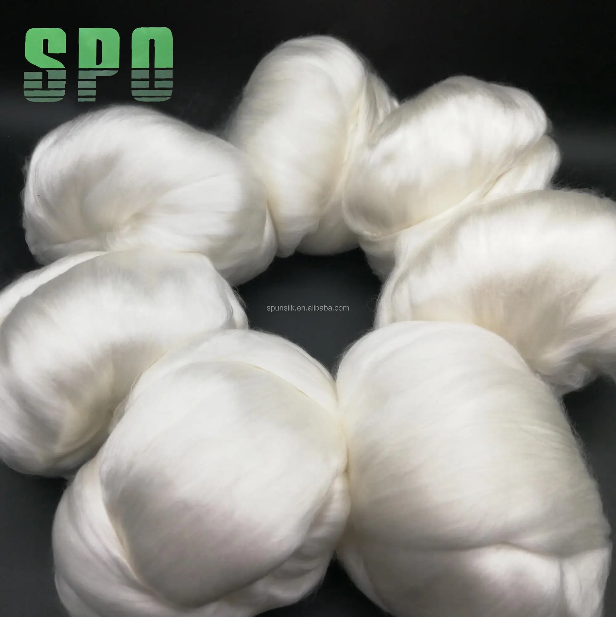 China 100% Eri Silk Top,Silk Fiber C Grade For Muslim Man Garments, 1Kg/Cone, Spinning Machine,SPO