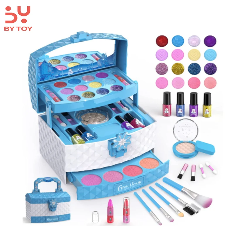 Высококачественный маникюрный набор для красоты моющийся детский набор для макияжа игрушка набор для макияжа для девочек коробка для макияжа для девочек Детская косметика