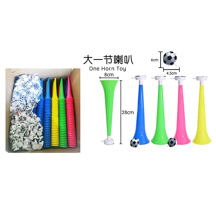 Big Straight Section One Horn With Football Logo Plastic Funny Horn Whistle Toys For Children