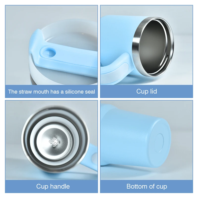 AGH 14oz Tumbler Powder Coating Double Wall Stainless Steel Vacuum Insulated Travel Coffee Mug with Handle