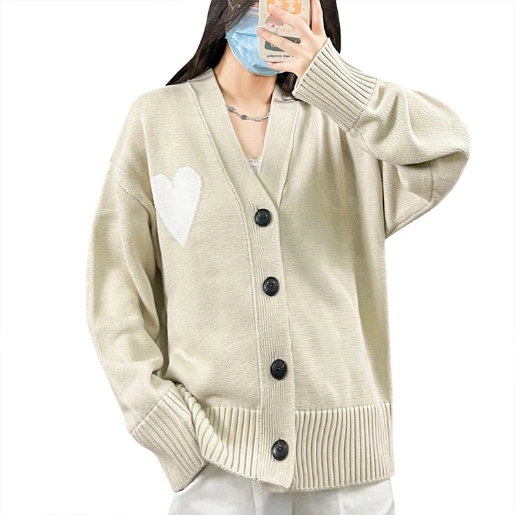 Custom Knitted Boutique Design Plaid Plus Size Long School Korea Cotton Cardigan Women