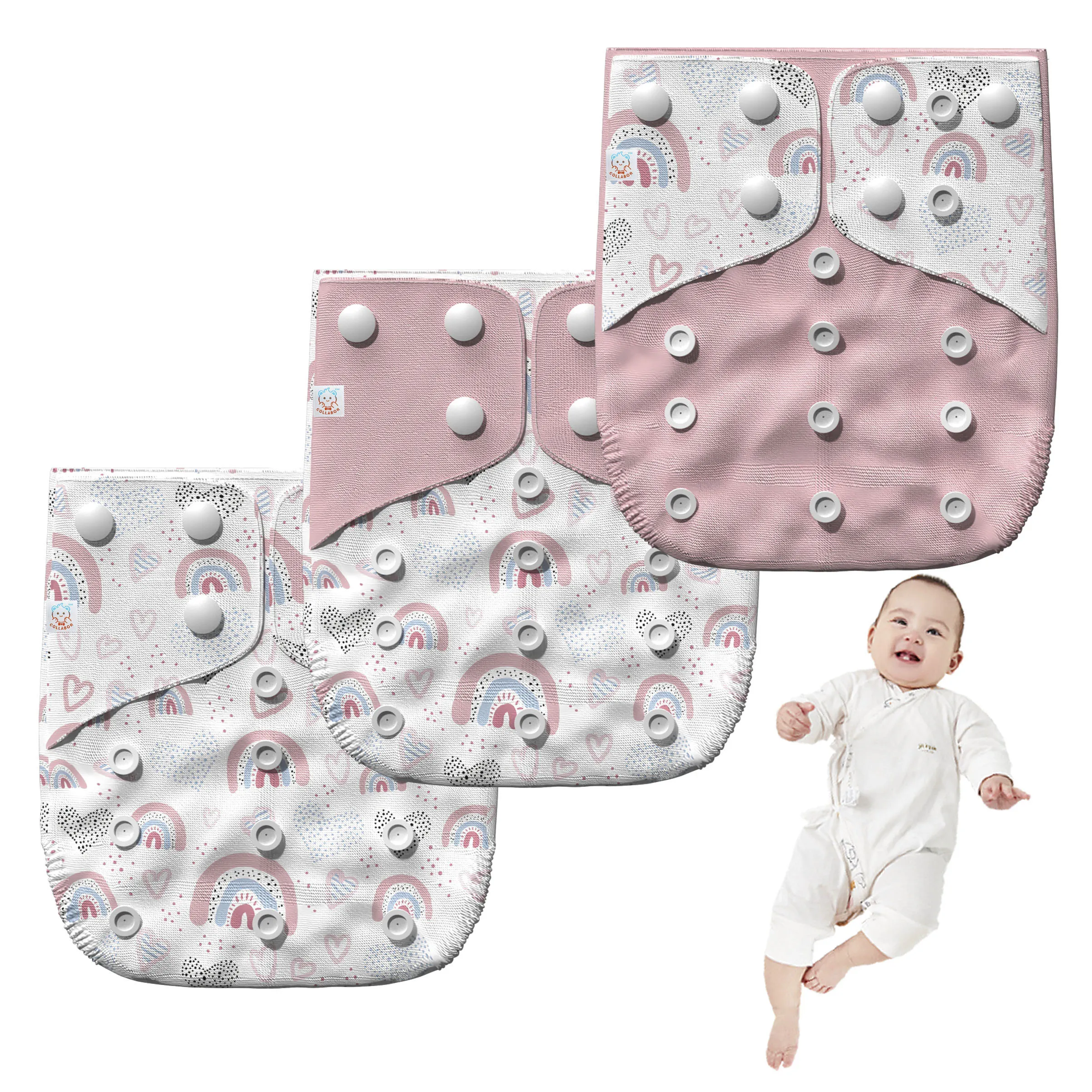 COLLABOR 15Colors New Fashion Colorful Baby Cloth Diaper Pants Washable With Inner Bamboo Fiber Reusable Baby Cloth Diapers