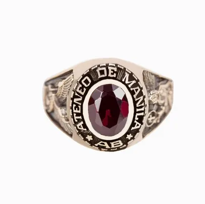 popular stainless steel gold plating custom mens high school college graduation class ring with CZ stones wholesale