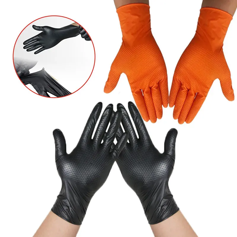 Biodegradable Safe 5 6mil 8mil Black Pure China Diamond Pattern Waterproof Comfortable Car Repair Thickened Gloves
