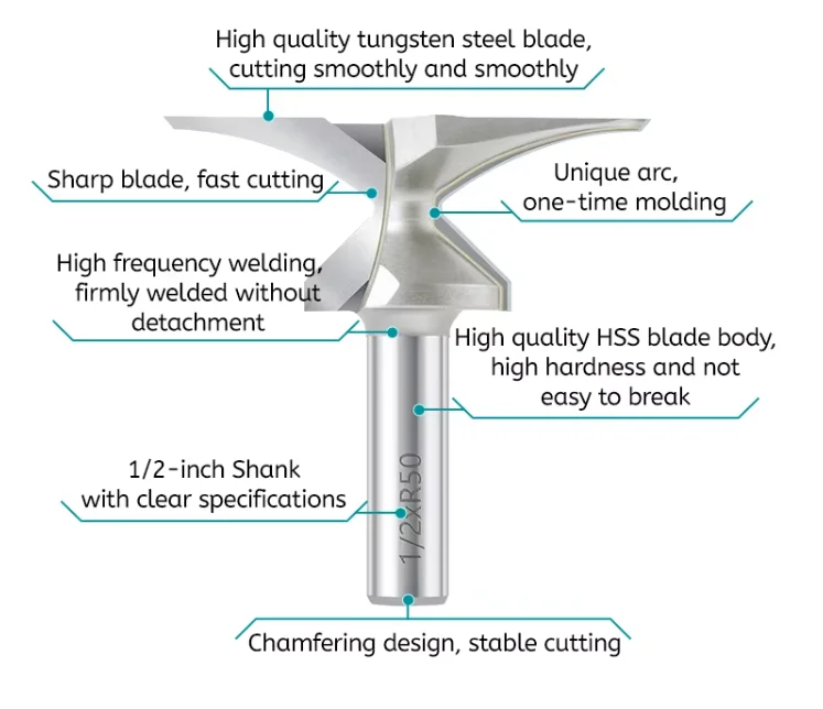 Cisivis R18 two-edge arc bending milling cutter R30 three-edge door wall cabinet integrated R50 arc woodworking slotting cutter