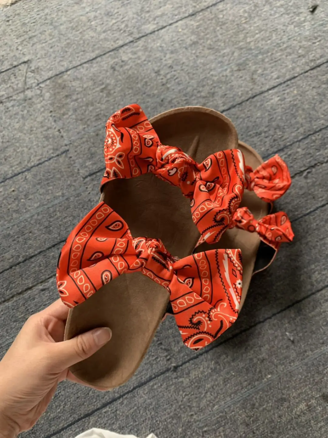 Women Slip On Satin Bow Slippers Summer beach flip-flops slippers cheap wholesale custom wedges slippers for plus size 43