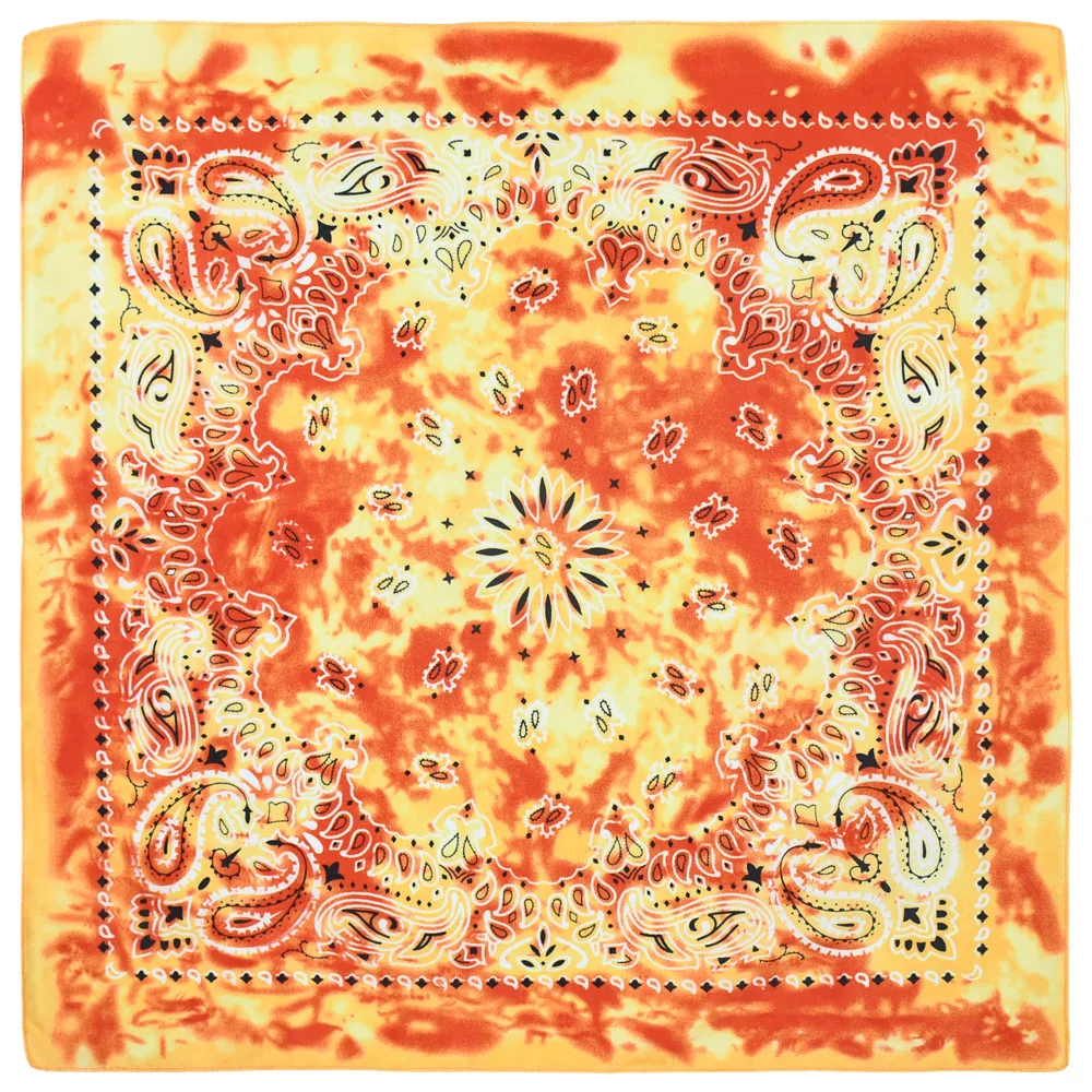 Wholesale Tie Dye Polyester Paisley Bandana Custom Print Hip Pop Colorful Paisley Bandana Scarf