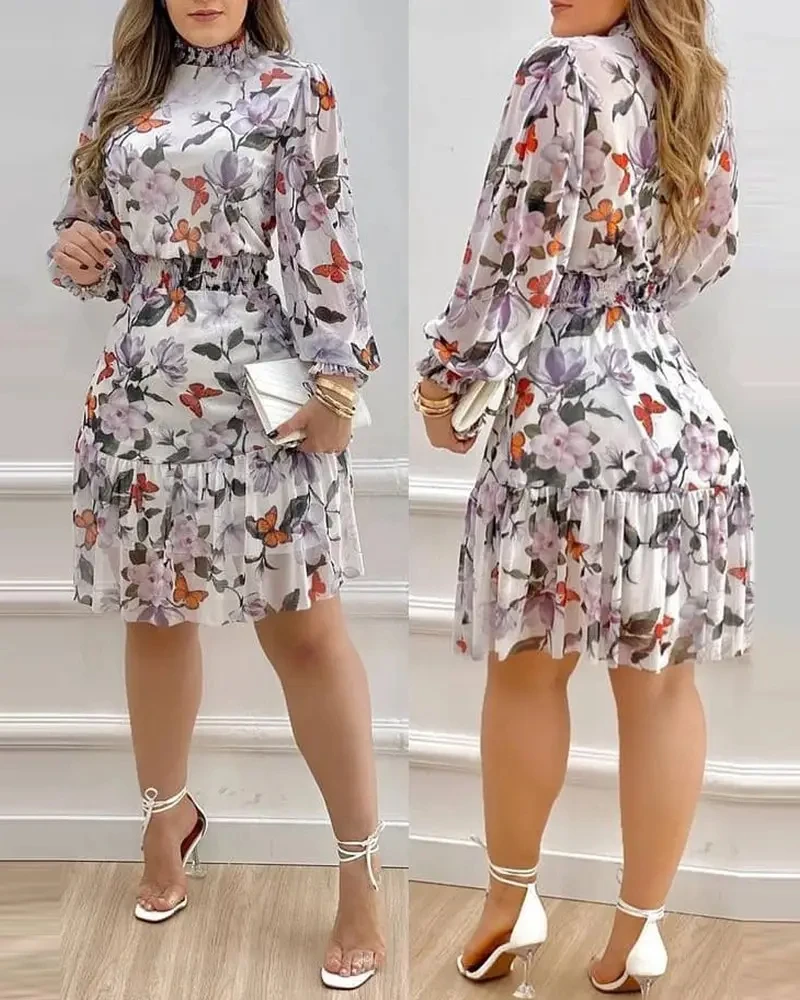 D7767 Trendy Women Dresses Fashion Casual Dress Women Floral Printed  Maxi Women Dresses Sundress