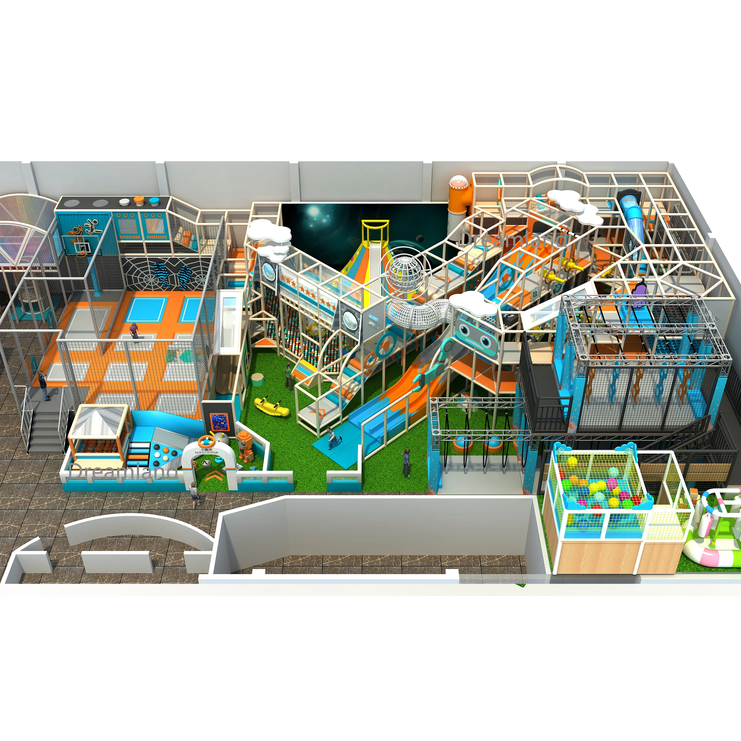 Factory supply kids swingset play toys slide child plastic zone indoor soft playground equipment