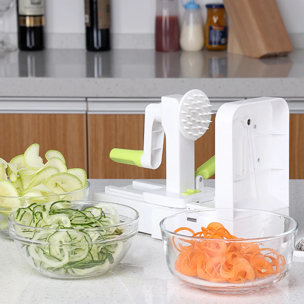 One Stop Shopping Quick Fold 5-Blade Spiralizer Versatile & Compact Foldable Vegetable Spiral Slicer