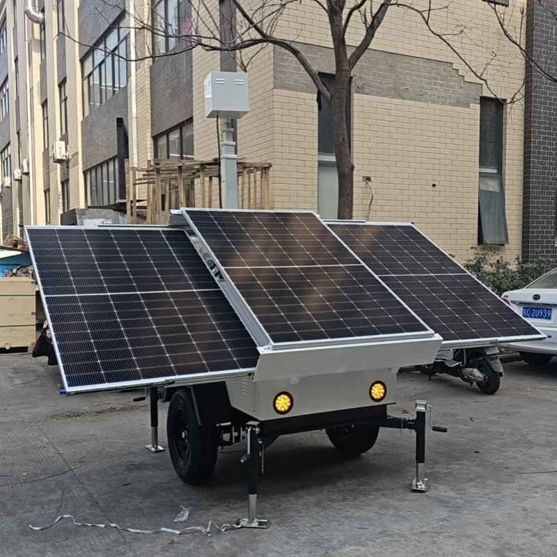 US Standard 3*450W Panels Monitoring Trailer & Surveillance Trailer with Dome Camera