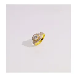 Jewelry Saudi Arabia gold plated wedding ring two color zircon ring