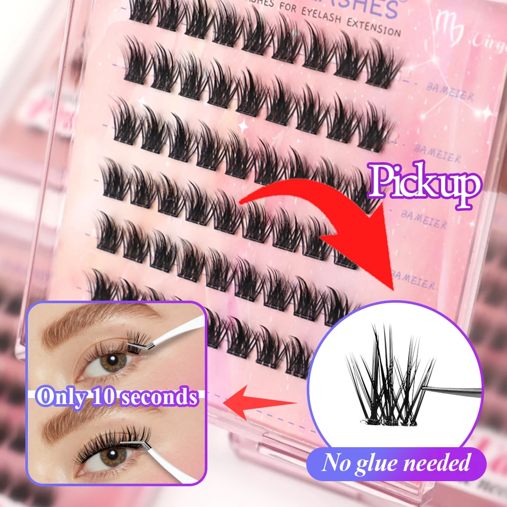 Self Stick Eyelash Own Logo Premium Faux Mink Cluster Pre Glued Diy Cluster New Trend 2024 Individual Lashes