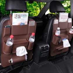 New Hot Sale Premium PU Leather Car Back Seat Organizer Car Backseat Storage Bag Pocket For Kids Car Interior Accessories