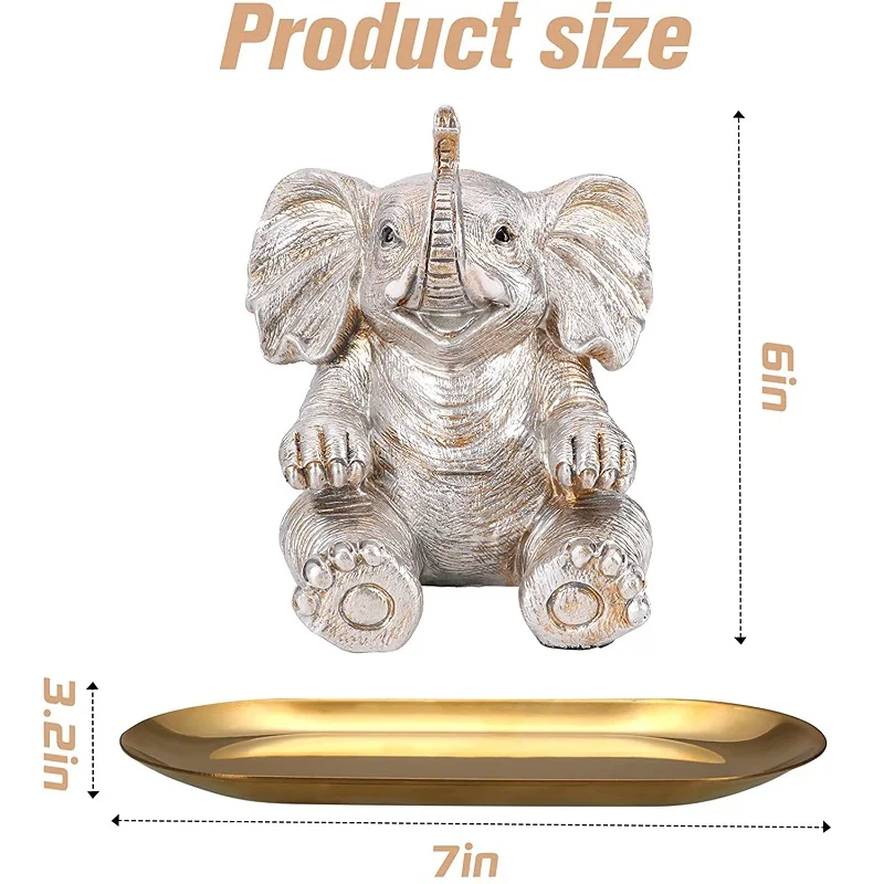 Handmade and High Quality Resin Animal Statue for Home Decor Silver Elephant Statue