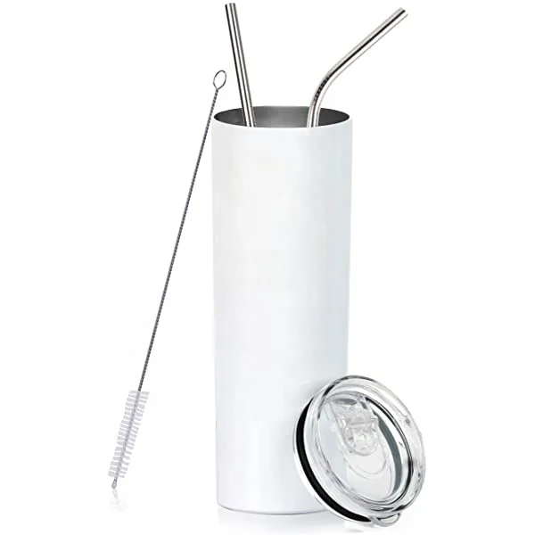
High quality bpa free 20oz tall skinny straight glitter insulated steel sublimation tumbler 