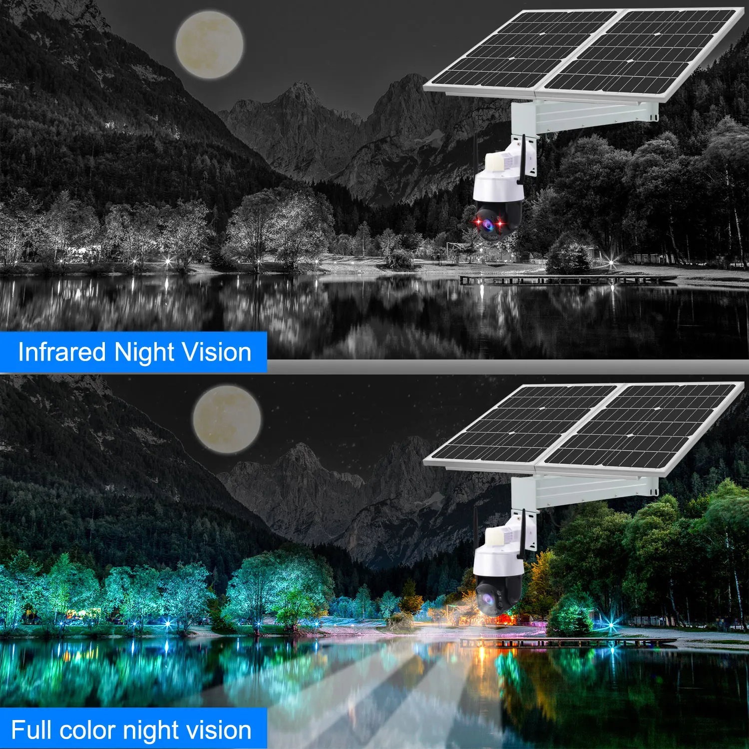 TecDeft camara solar night vision 30x zoom auto tracking Memory Card alarm CCTV PTZ Outdoor farm security 5MP 4K solar 4g camera