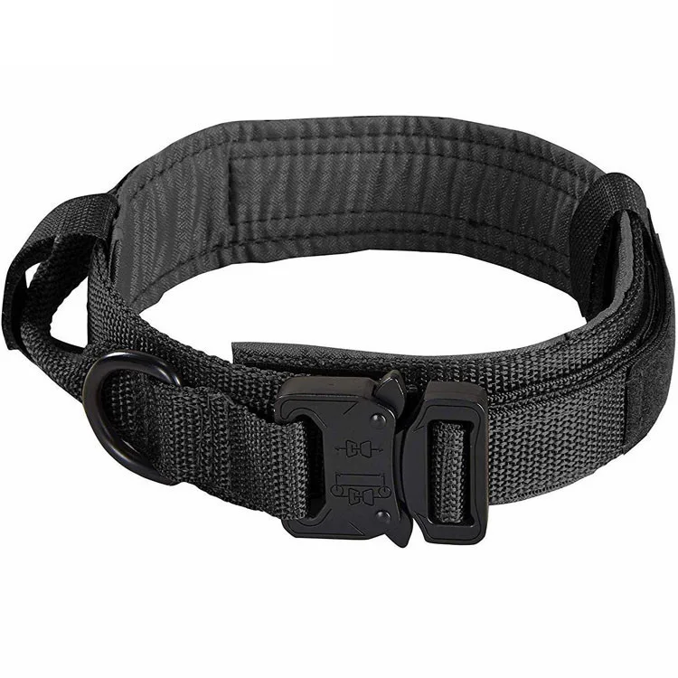 Custom Personalized Tactical Training Metal Buckle Adjustable pet Dog Collar Customized flag with handle