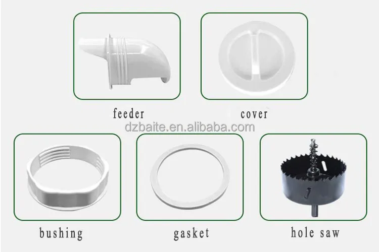 Chicken Feeder Port rainproof Poultry Feeder DIY Gravity pro Feeders Kit for Buckets Troughs Barrels