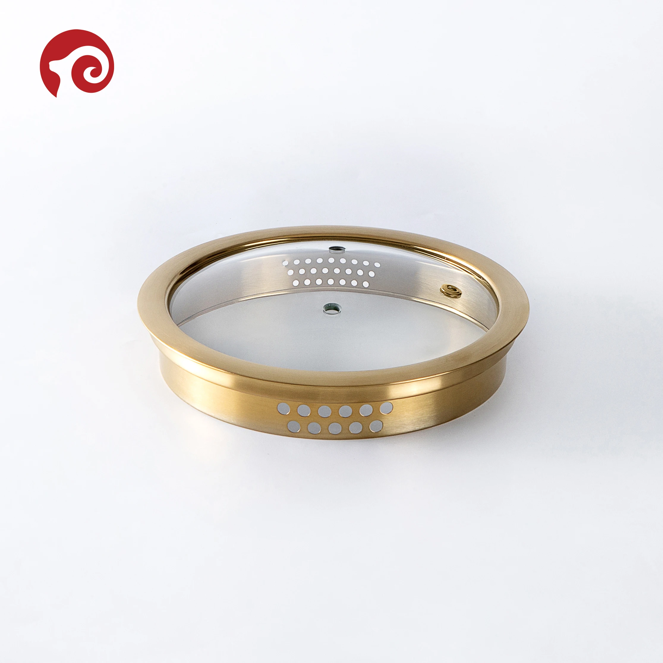 Electroplated Stainless Steel Ring glass pot cover Golden PVD Tempered Glass Lids Cookware Glass lids for Pots and Pans