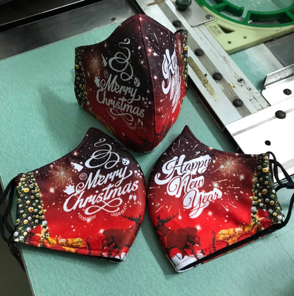 Модный Рождественский чехол для лица из полиэстера и хлопка, многоразовая мягкая удобная 3D-печать, индивидуальный дизайн