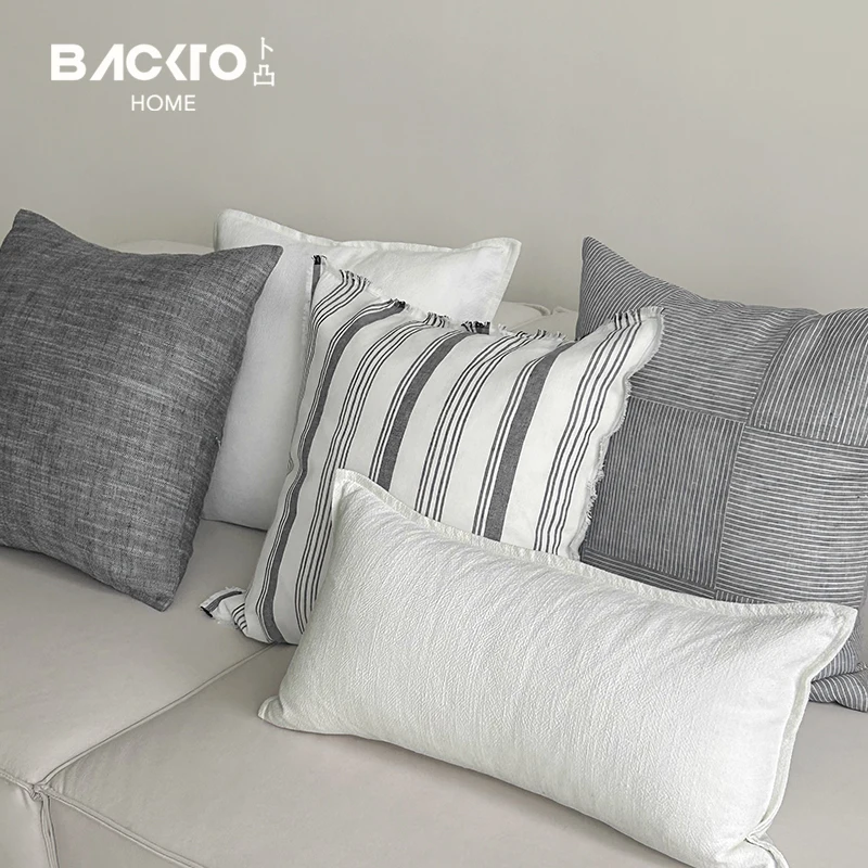 Home Decor Cotton Linen Jacquard Sofa Pillow case Elegant Flaxen Cushion Cover for Living Room Home Decor