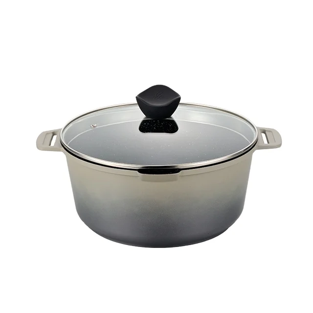 20CM /24CM/28CM Cast Aluminum Casserole with Bakelite Knob  Soft Touch and High Temperature Resistant Painting-gradient Color
