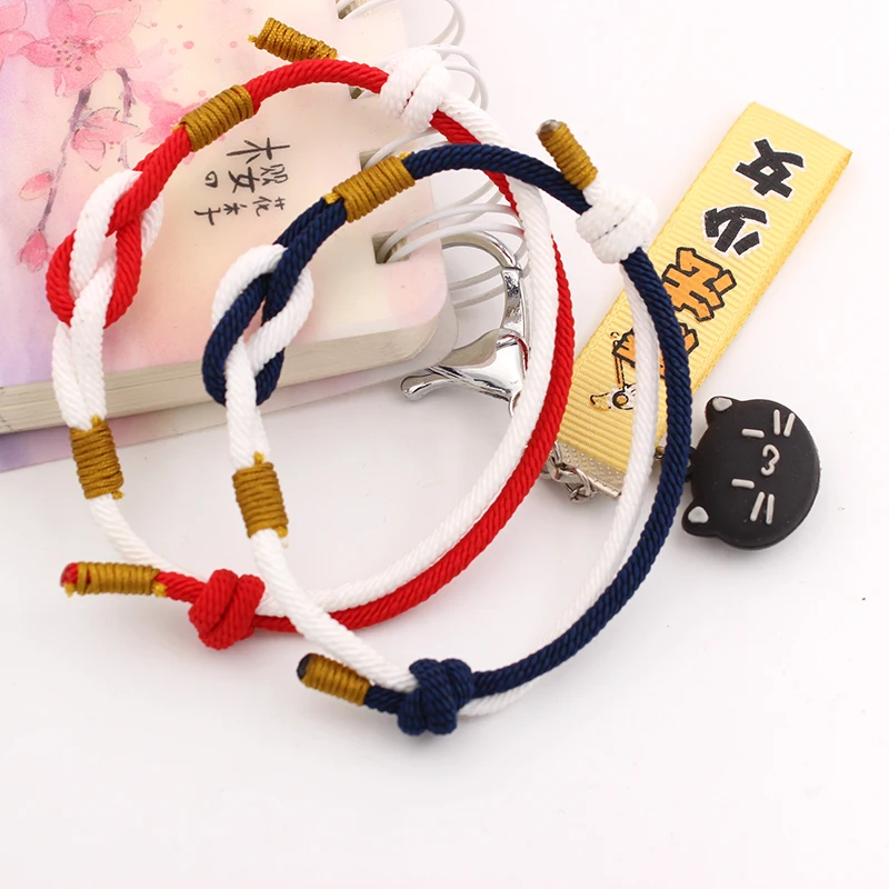 
Red White Polar Blue & White Woven Mobius Ring Infinity Symbol Couples bracelet 