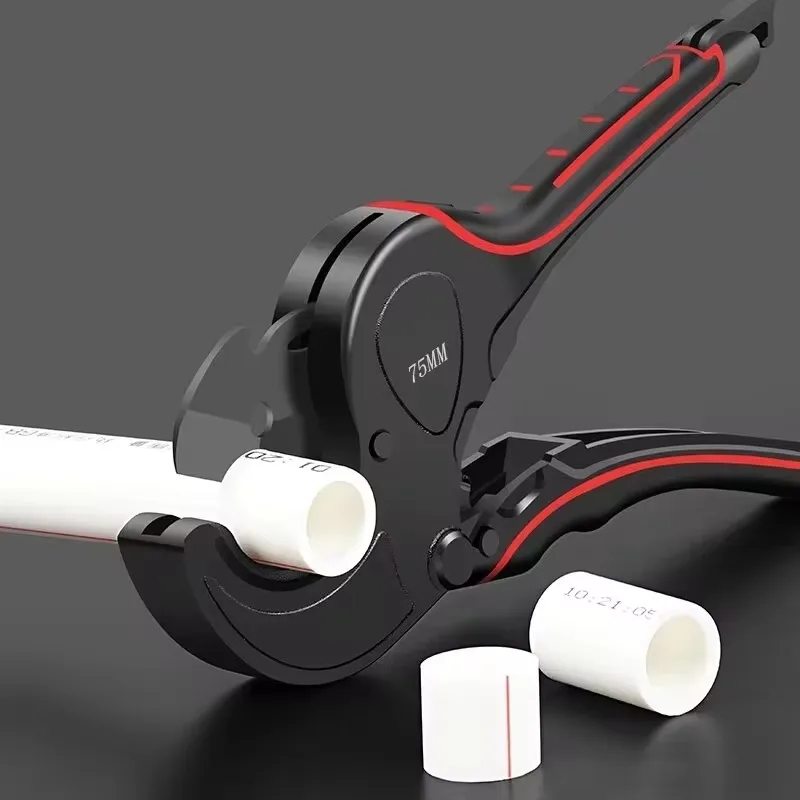 Pipe Cutter 32mm-75mm Aluminum Alloy Body Ratchet Scissors Tube Cutter PVC/PU/PP/PE Hose Cutting Hand Tools