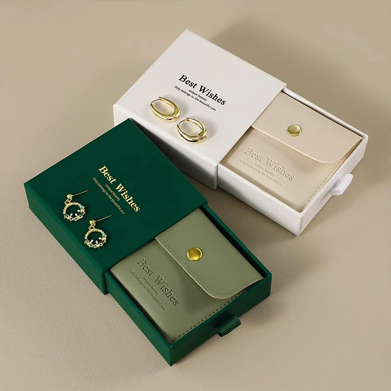New Design Dark Emerald Green Jewelry Box Necklace Earrings Drawer Cardboard Paper Pendant Gift Paper Packaging Box