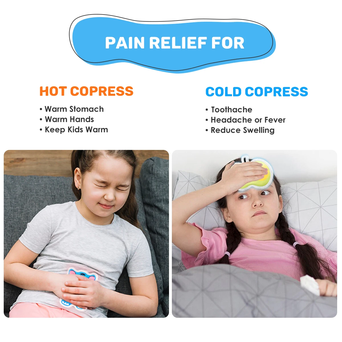 Small Gel Ice Packs for Injuries Reusable for Kids Baby Toddlers, for Body Pain Relief, Toothache, Fever, First Aid